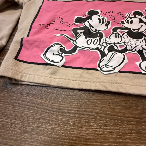 Women's Disney Mickey Mouse Graphic Cropped Oversized Sweatshirt Size M Tan - Picture 6 of 11